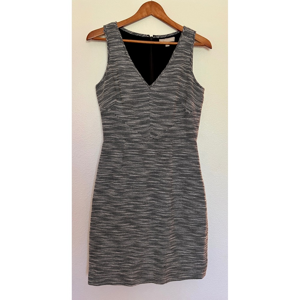 Banana Republic Womens Black White Textured V-Neck Sheath Dress 6